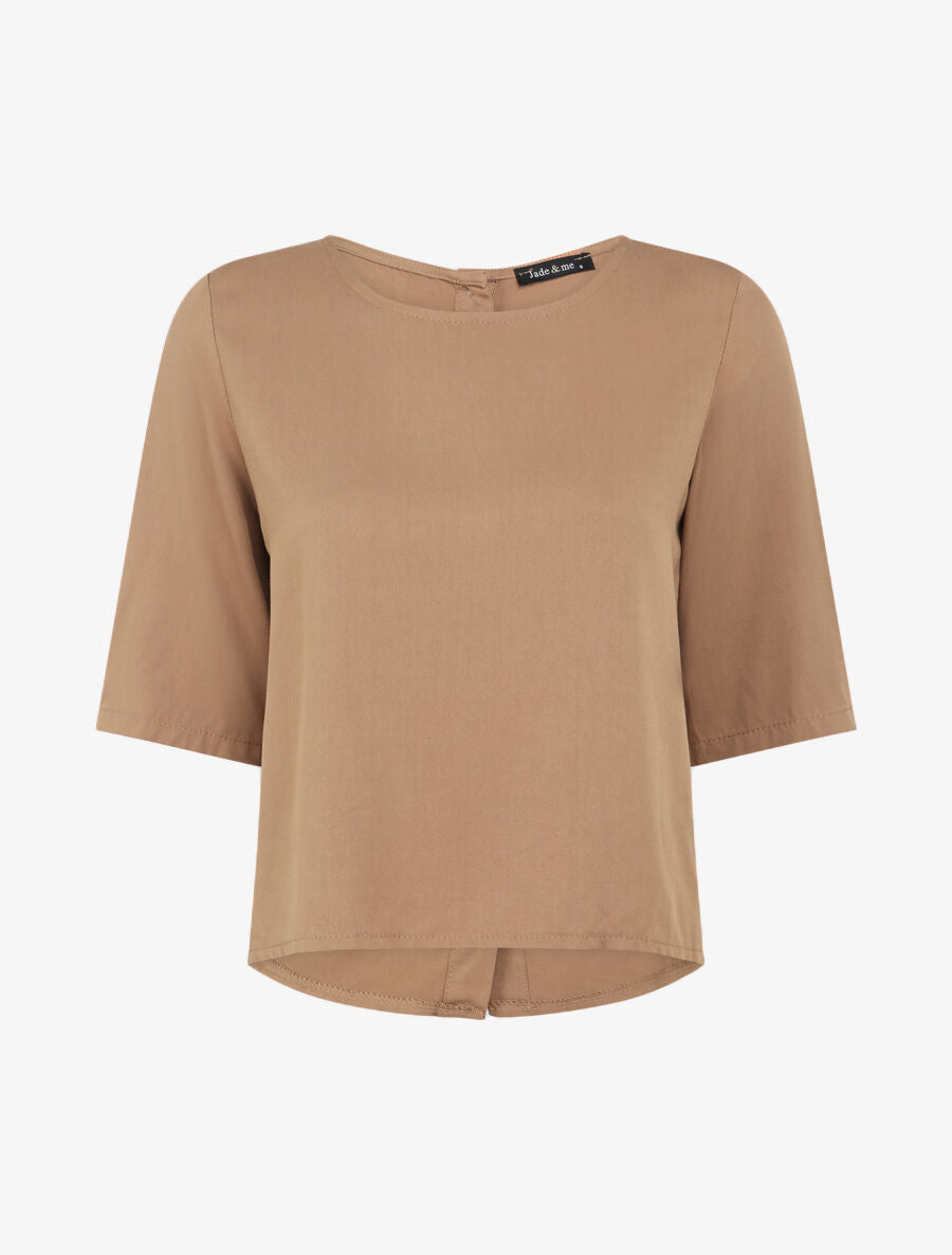 Top à dos boutonné - Camel - 4
