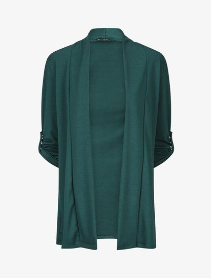 Gilet droit ouvert uni - Vert sapin - 1