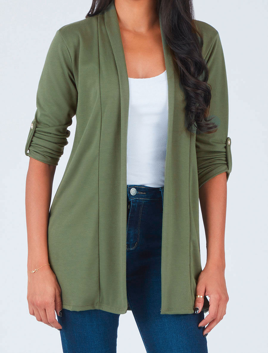 Gilet droit ouvert uni - Kaki - 4