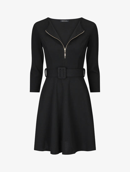 Robe patineuse à zip - Noir - 1