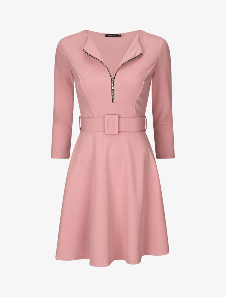 Robe patineuse à zip - Rose - 4