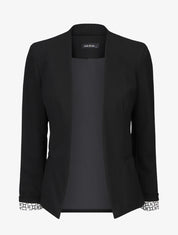Blazer uni à revers imprimé graphique - Noir - 1