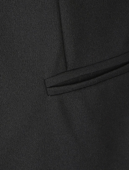 Blazer uni à revers imprimé grec - Noir - 3
