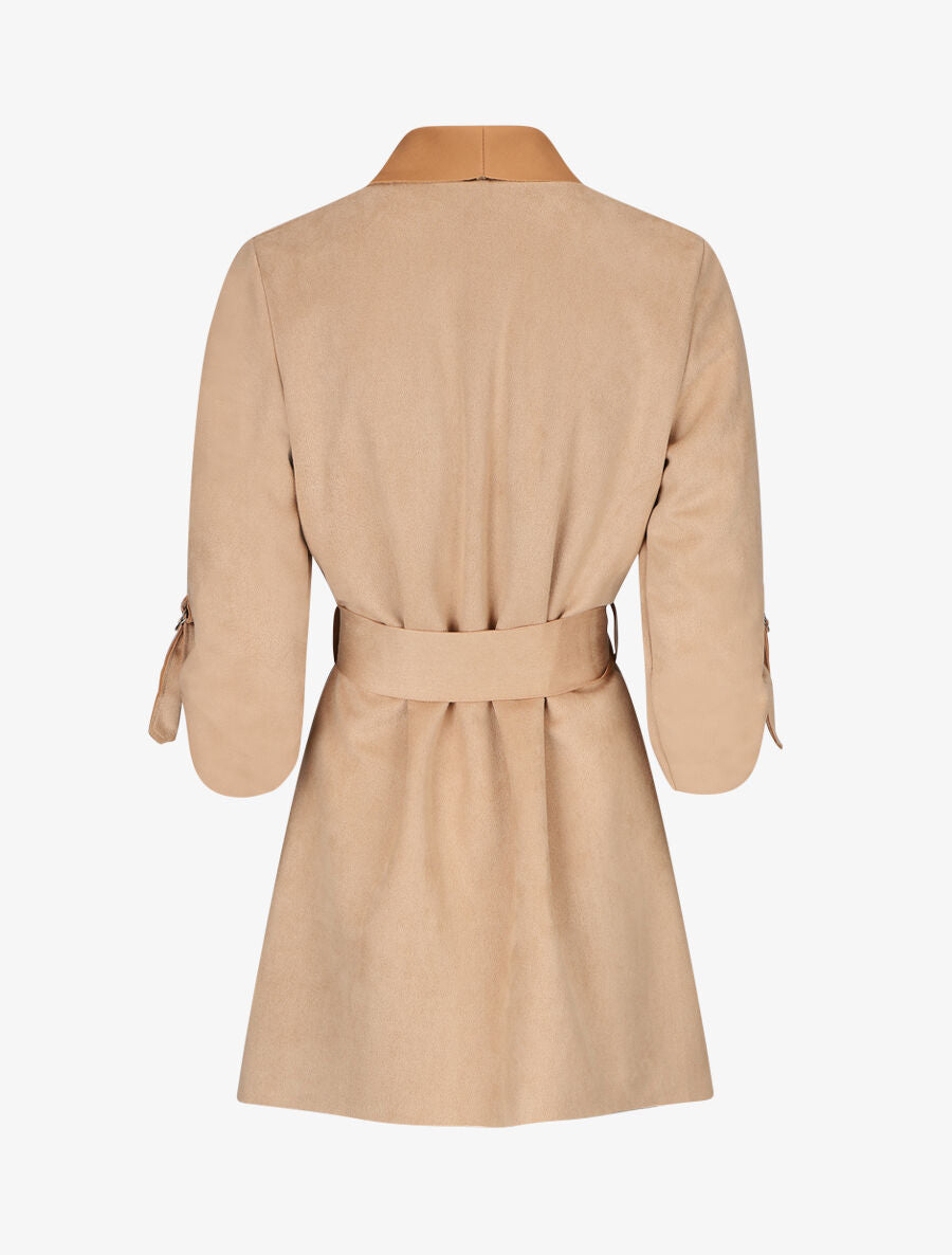 Gilet jeté en suédine - Beige - 2
