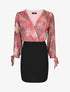 Robe fourreau à buste imprimé feuillage - Vieux rose - 1
