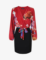 Robe fourreau à buste imprimé fleuri - Rouge - 5