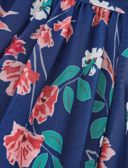 Robe fourreau à buste imprimé petites fleurs - Bleu - 3