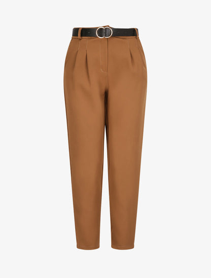 Pantalon dad uni taille standard - Camel - 1