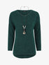 Pull droit à liseré irisé - Vert foncé - 1