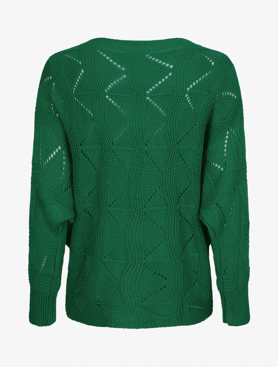 Pull en maille zigzag - Vert - 2