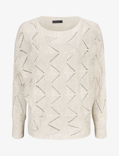 Pull en maille zigzag - Beige - 1
