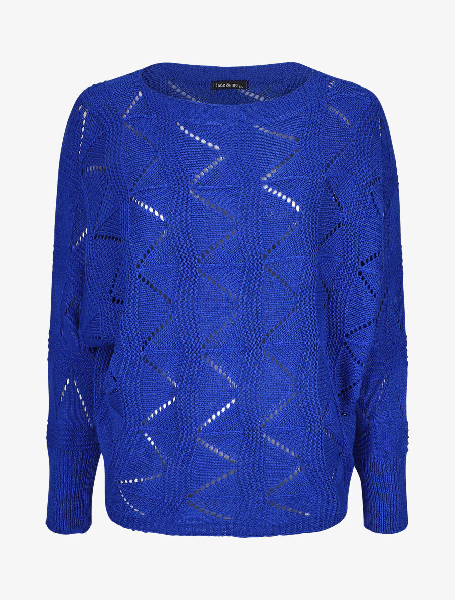 Pull en maille zigzag - Bleu électrique - 1