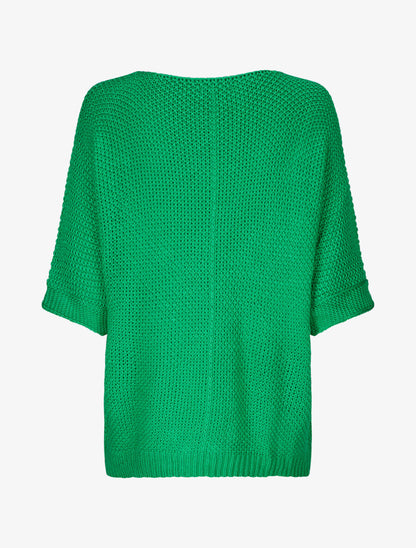 Pull grosse maille à manches 3/4 - Vert - 2