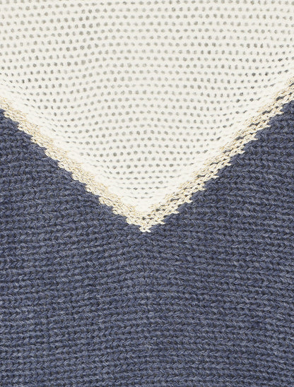 Pull en maille à motif V irisé - Bleu - 3