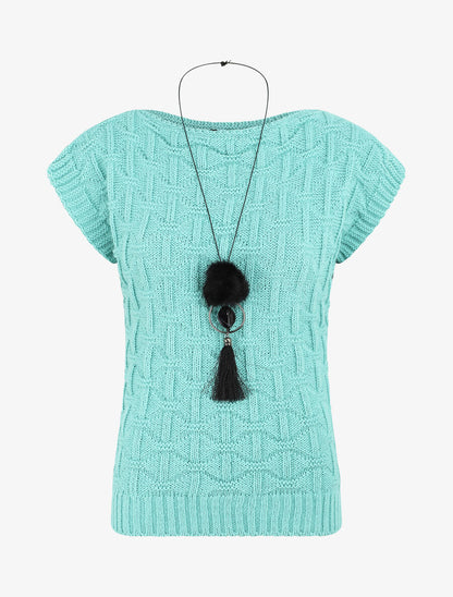Pull uni sans manches - Bleu clair - 1