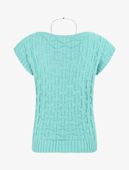 Pull uni sans manches - Bleu clair - 2