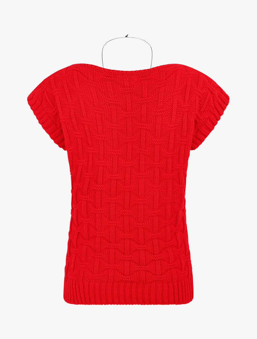 Pull uni sans manches - Rouge - 2