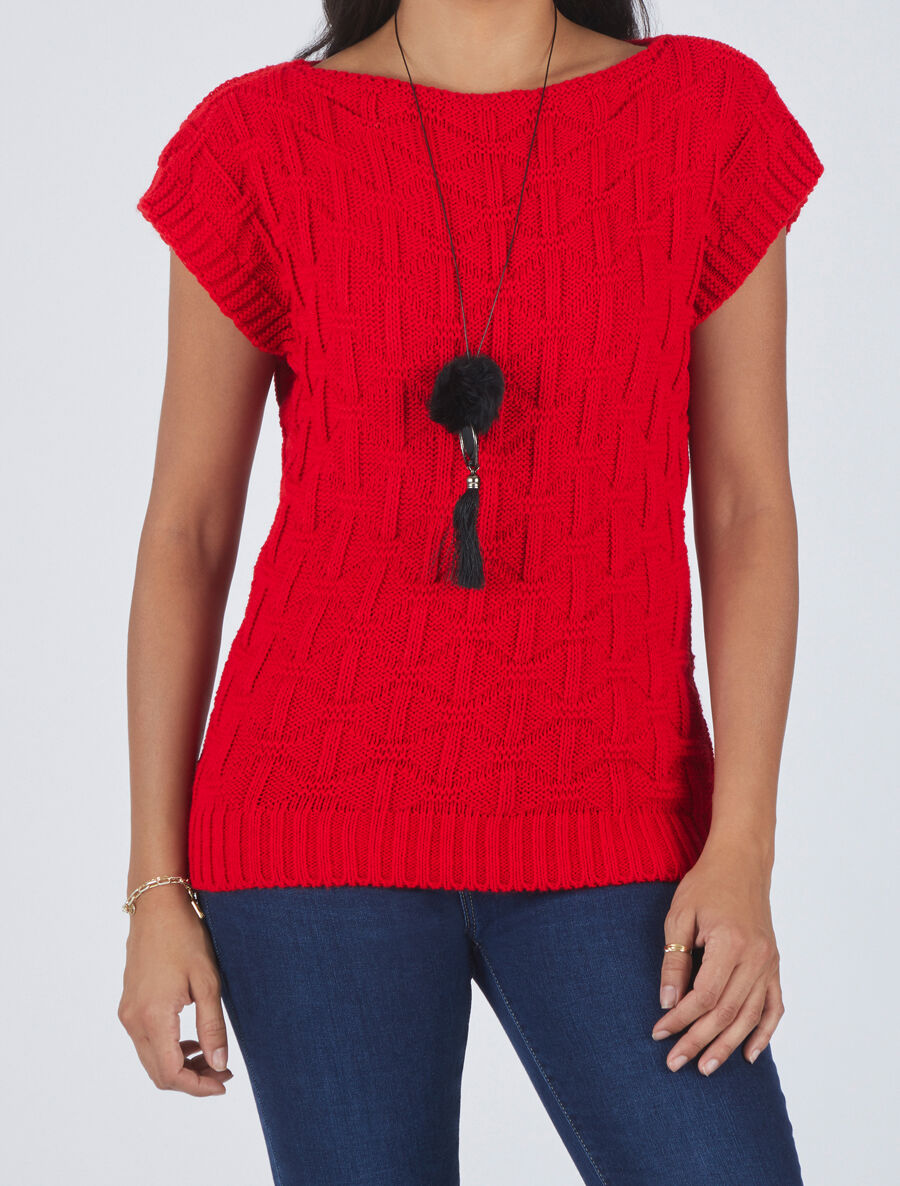 Pull uni sans manches - Rouge - 4