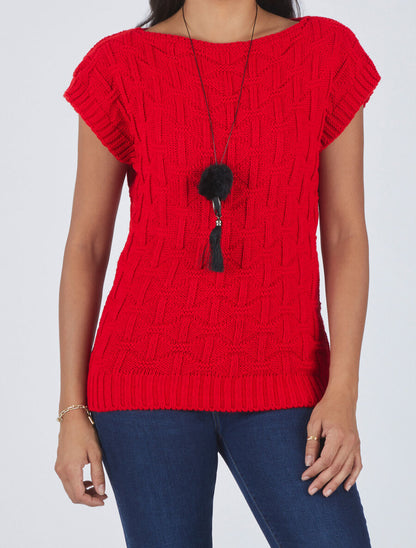 Pull uni sans manches - Rouge - 4