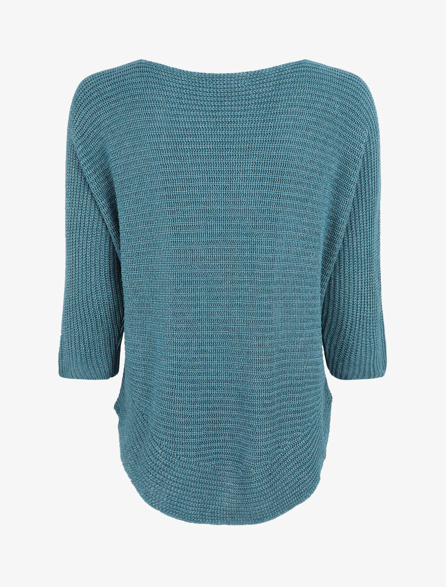 Pull irisé col bateau - Bleu canard - 2