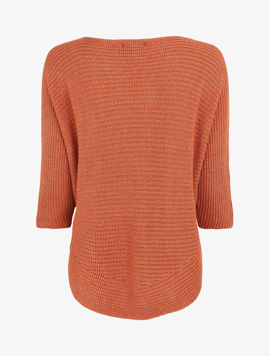 Pull irisé col bateau - Orange - 2