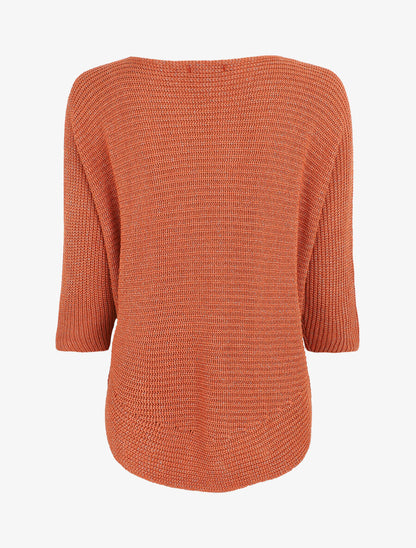 Pull irisé col bateau - Orange - 2