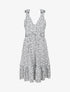 Robe patineuse mi-longue imprimé pois - Blanc - 1