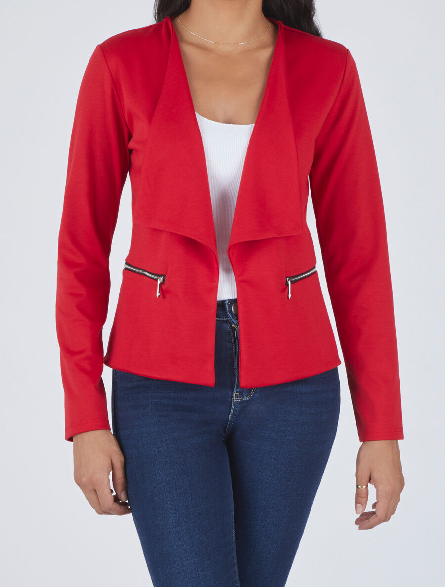Veste à poches zippées - Rouge - 4