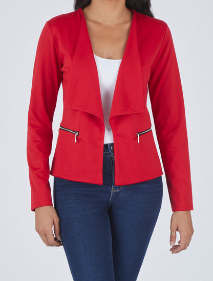 Veste à poches zippées - Rouge - 4