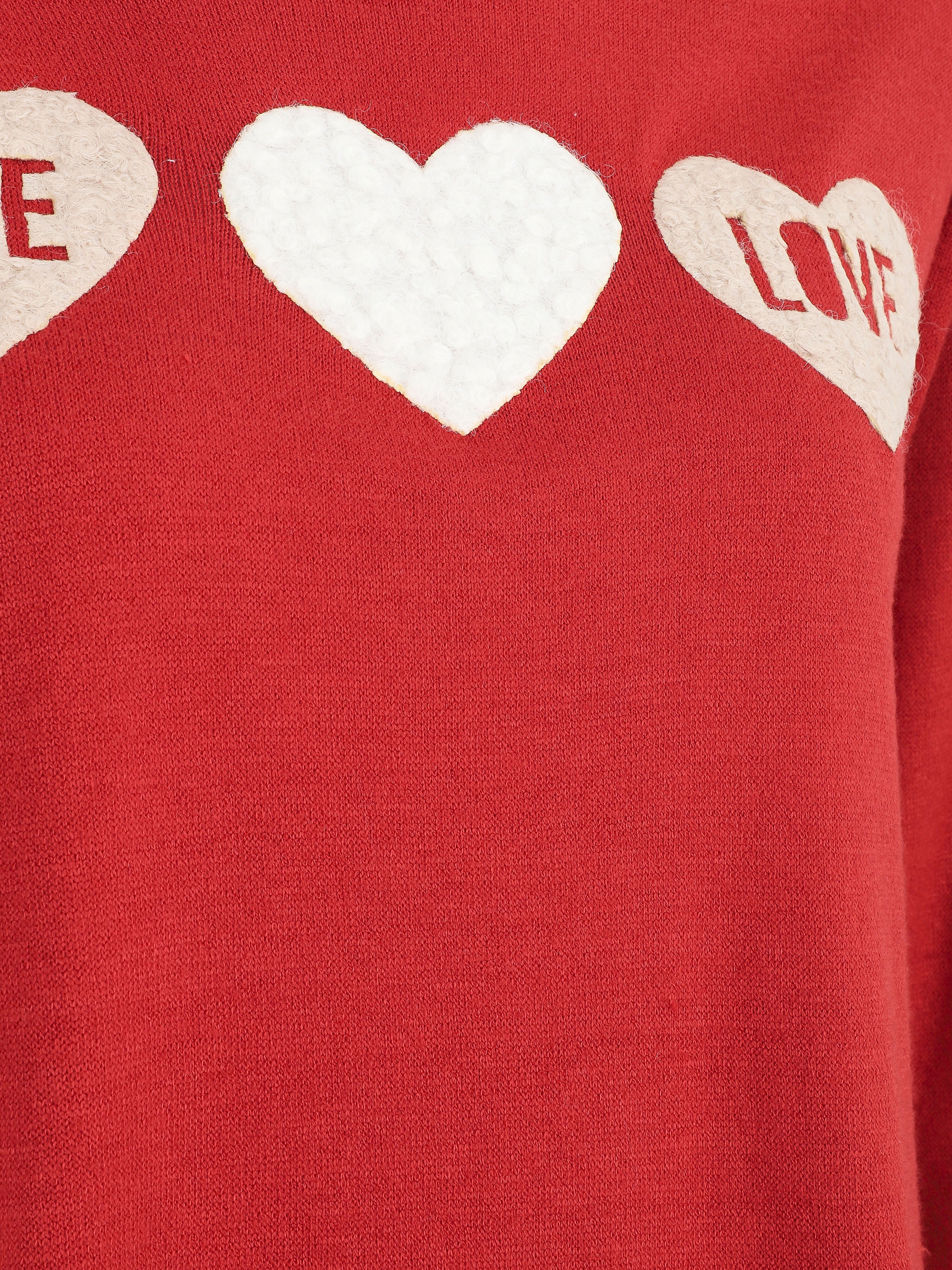 Pull floqué en laine mélangée - Rouge brique - 3