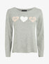 Pull floqué en laine mélangée - Vert olive - 1