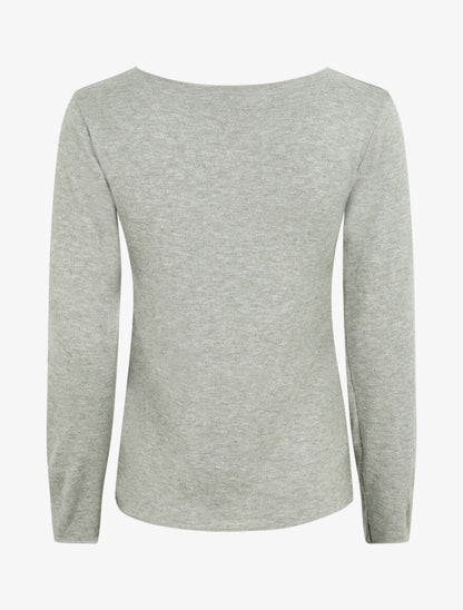 Pull floqué en laine mélangée - Vert olive - 2