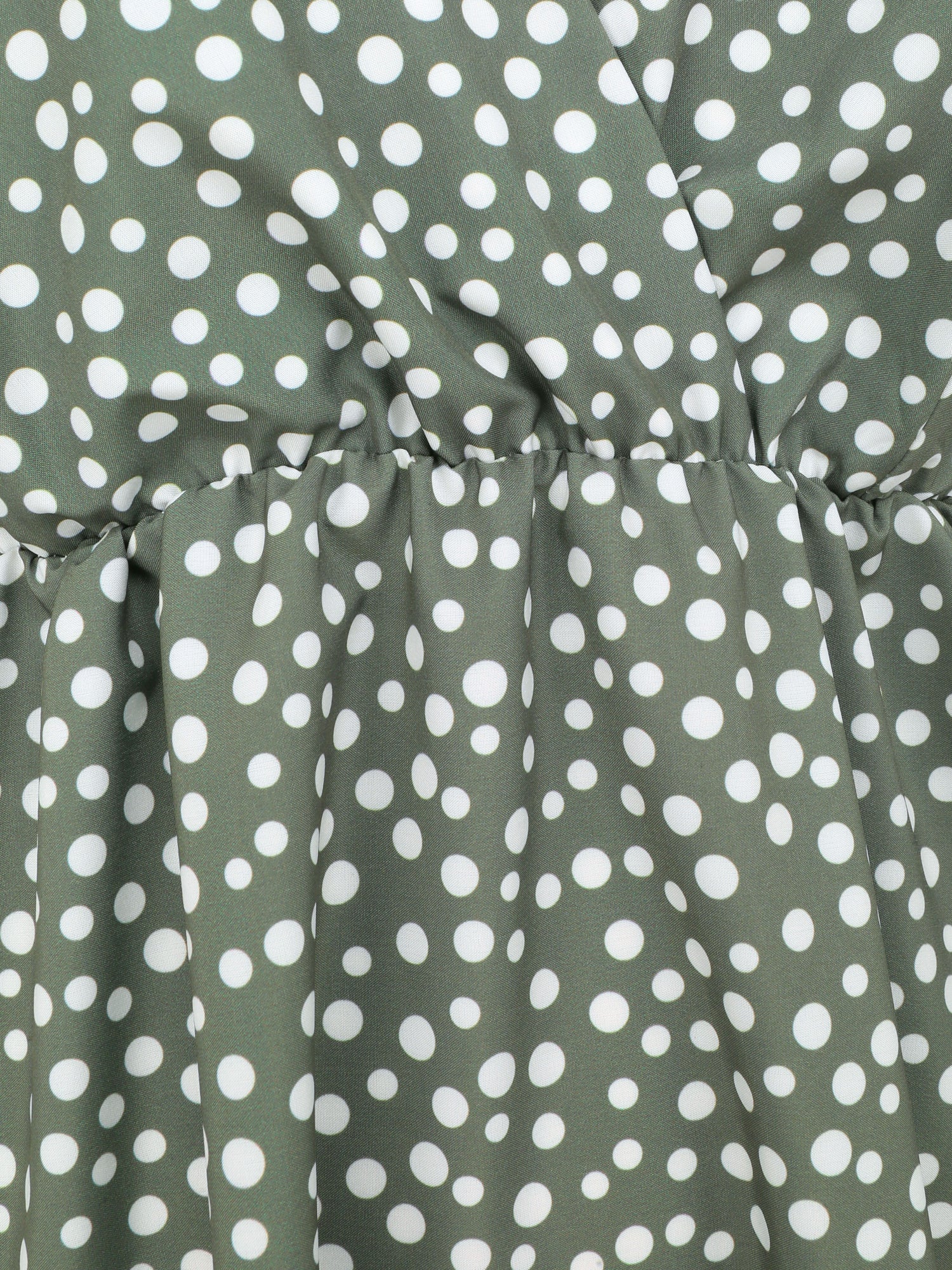 Robe patineuse mi-longue imprimé pois - Kaki - 3