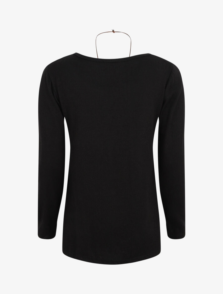 Pull uni à bas asymétrique - Noir - 2