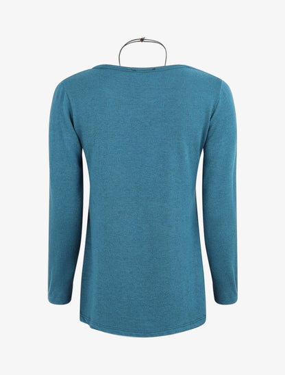 Pull uni à bas asymétrique - Bleu canard - 2