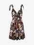 Robe patineuse mi-longue imprimé fleurs tropicales - Noir - 1