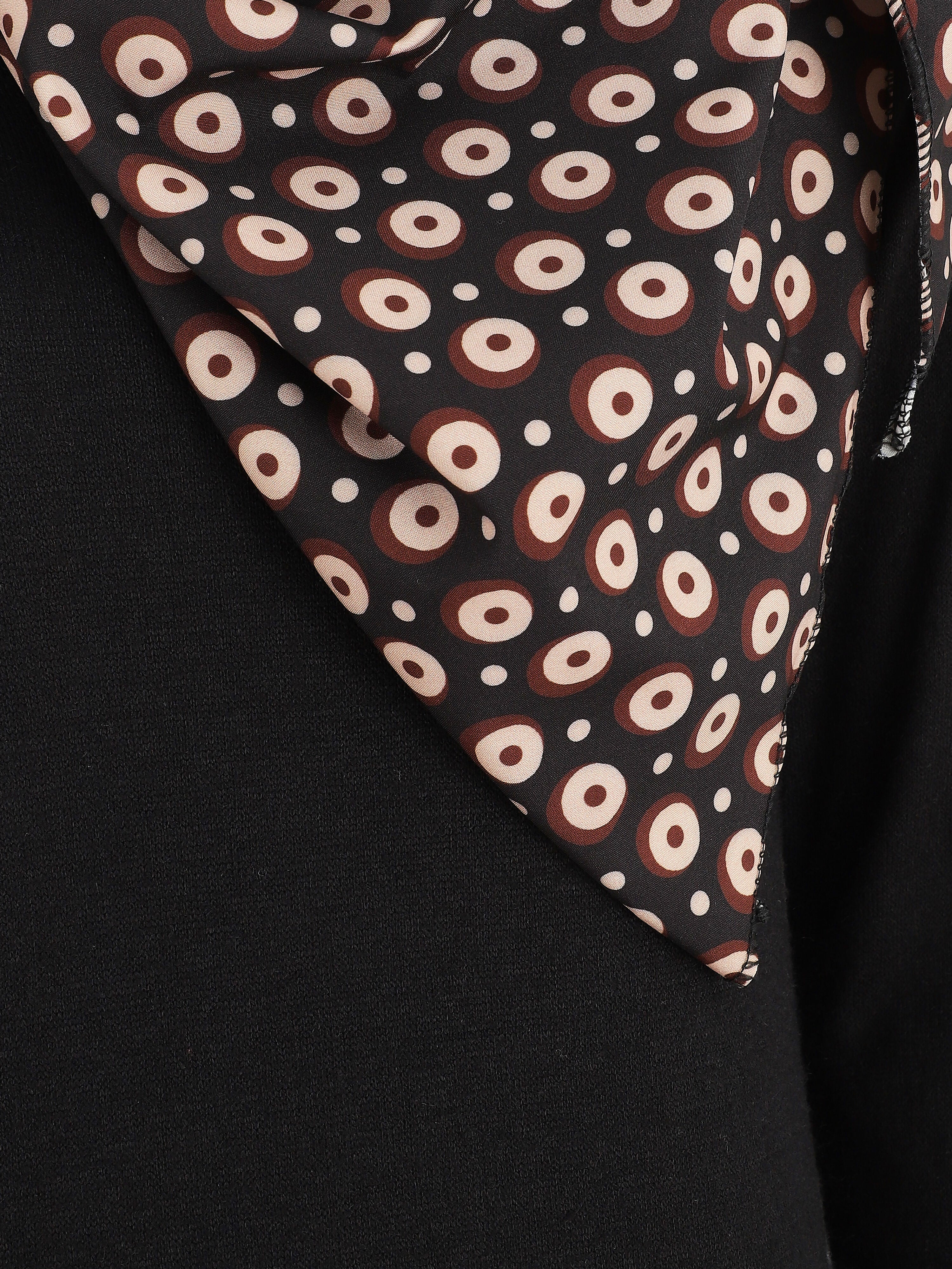 Robe pull mi-longue avec foulard - Noir - 3