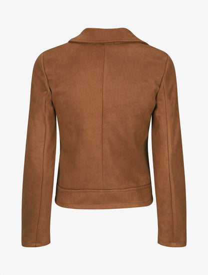 Veste style perfecto zippée en suédine - Camel - 2
