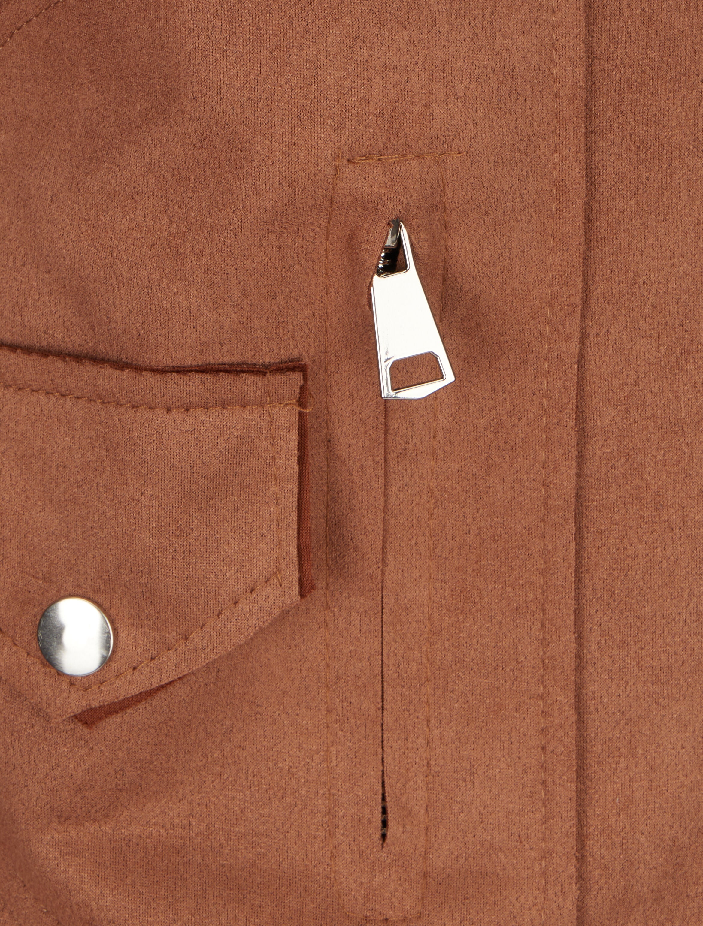 Veste style perfecto zippée en suédine - Camel - 3