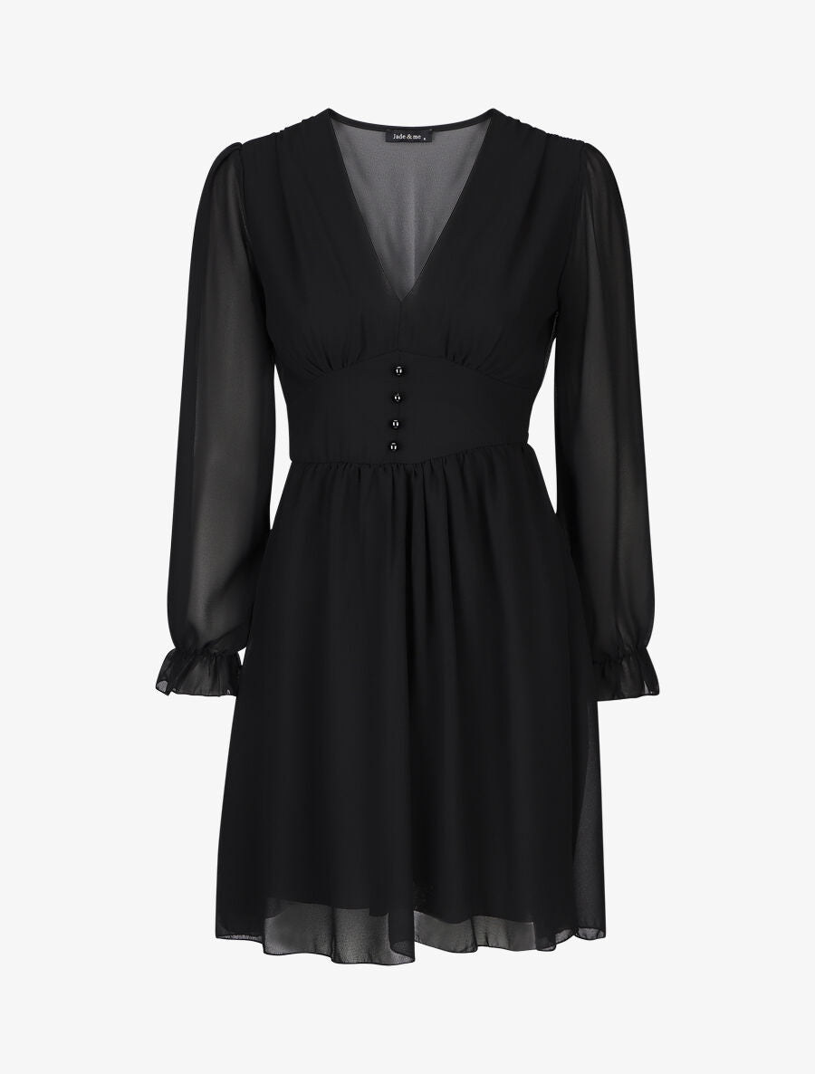 Robe courte patineuse en voile - Noir - 1