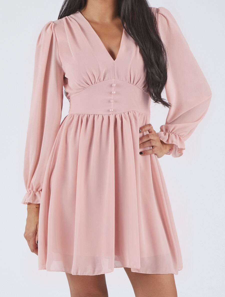 Robe courte patineuse en voile - Rose pâle - 4