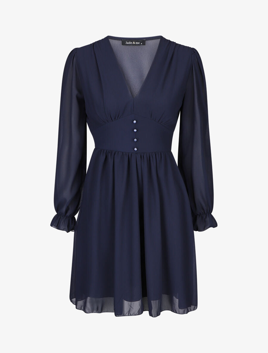 Robe courte patineuse en voile - Marine - 4