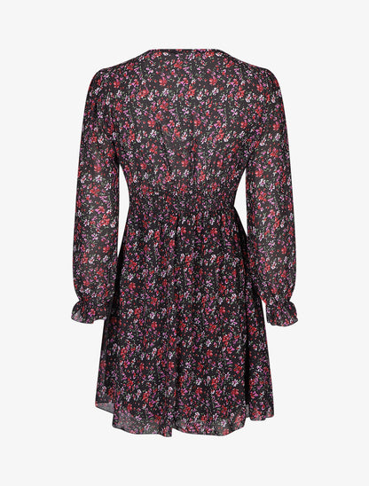 Robe courte patineuse à fleurs - Noir - 2