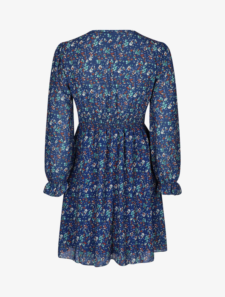 Robe courte patineuse à fleurs - Bleu - 2