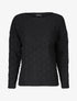 Pull uni en maille et col bateau - Noir - 1