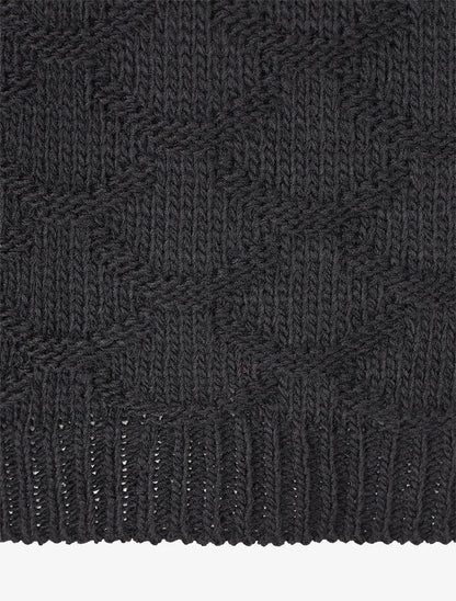 Pull uni en maille et col bateau - Noir - 3
