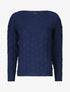 Pull uni en maille et col bateau - Marine - 5