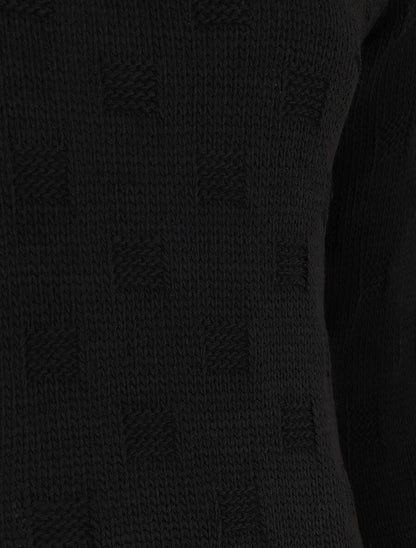 Pull classique à imprimé effet damier - Noir - 3