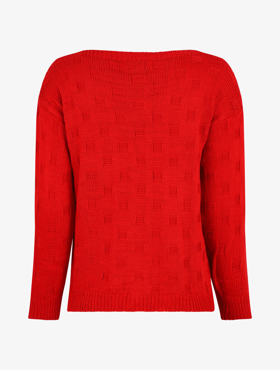 Pull classique à imprimé effet damier - Rouge - 2