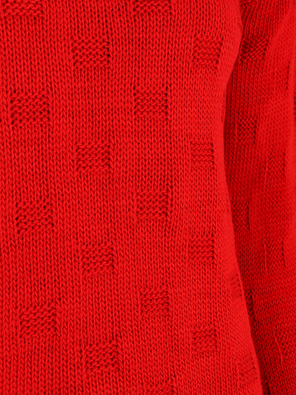 Pull classique à imprimé effet damier - Rouge - 3